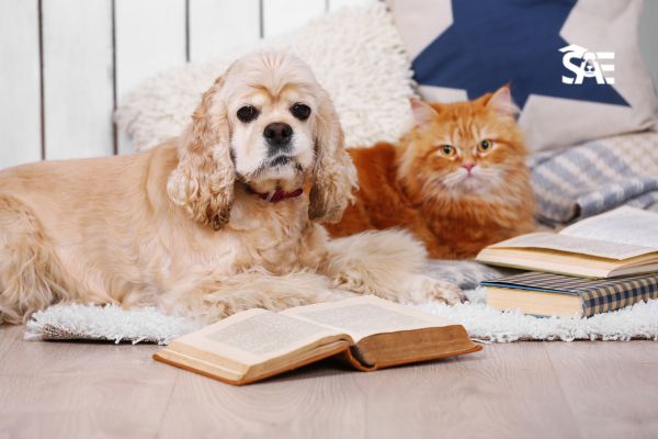 Собака и кошка с книгами — курсы и лекции Школы прикладной этологии